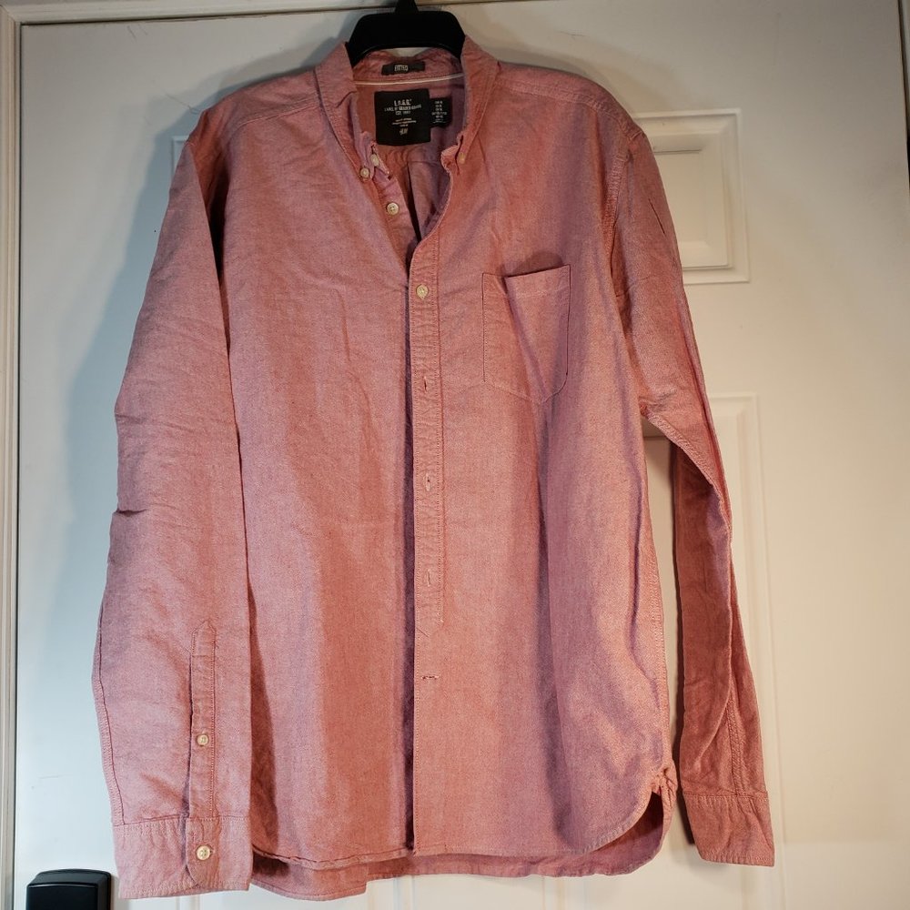 LOGGLABEL OF GRADED GOODS  EST 1993 FITTED PINK LONGSLEEVE BUTTONUP MEN SHIRT XL